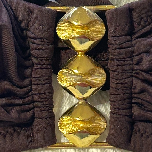 Trina Turk Bandeau Bikini Top - brown  Size 8 - Picture 2 of 5